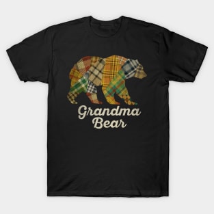 Grandma Bear Patchwork Buffalo Plaid T-Shirt